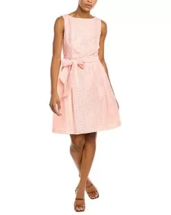 Anne Klein Seer Check A-Line Dress Women