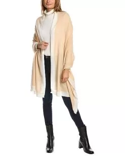 Contrast Border Cashmere Travel Wrap Women