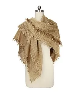 Metallic Rugged Fringe Scarf Women