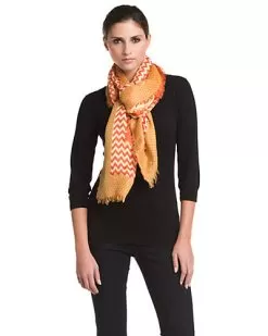 Women's Orange Chevron Print Scarf