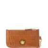 Versace La Medusa Croc-Embossed Leather Card Holder Women