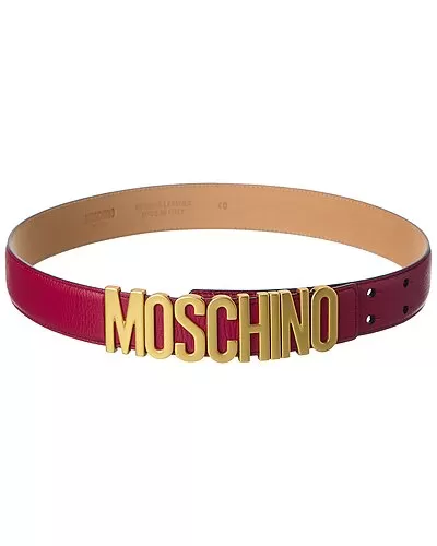 MOSCHINO Logo Embellished Leather Belt Women 1 MOSCHINO Logo Embellished Leather Belt Women