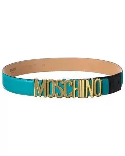 MOSCHINO Logo Lettering Buckle Leather Belt Women
