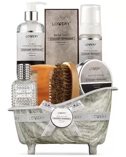 Premium Bath And Body Beauty Basket, Rosemary Peppermint Home Spa Set Women