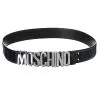 MOSCHINO Logo Plaque Patent Belt Women