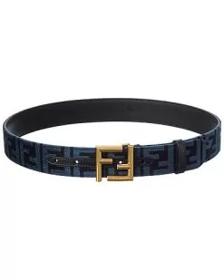 FENDI FF Logo Buckle Leather-Trim Belt Women