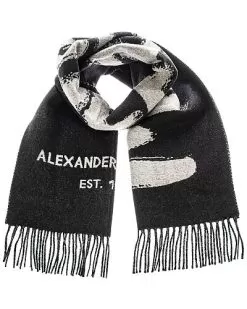 Alexander McQueen Graffiti Print Wool Scarf Women