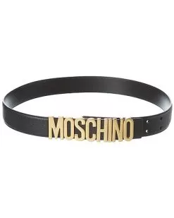 MOSCHINO Logo Buckle Leather Belt Women