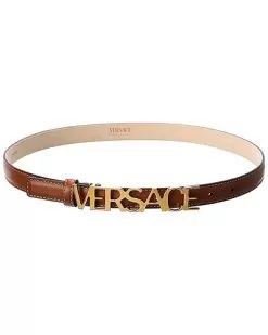 Versace Lettering Logo Leather Belt Women