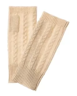 Plait Cable Cashmere Fingerless Gloves Women