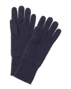 Rringbone Trim Cashmere Gloves Women