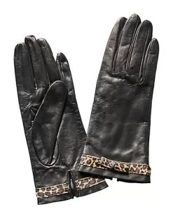 Black Silk-Lined Leather Gloves Women