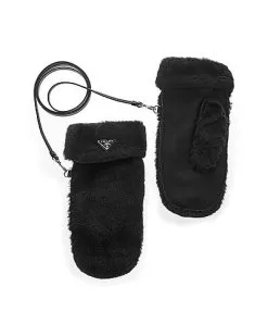 Prada Cashmere-Lined Shearling Mittens Women