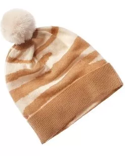 Zebra Pom Cashmere Hat Women