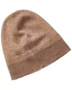 Rringbone Trim Slouchy Cashmere Hat Women