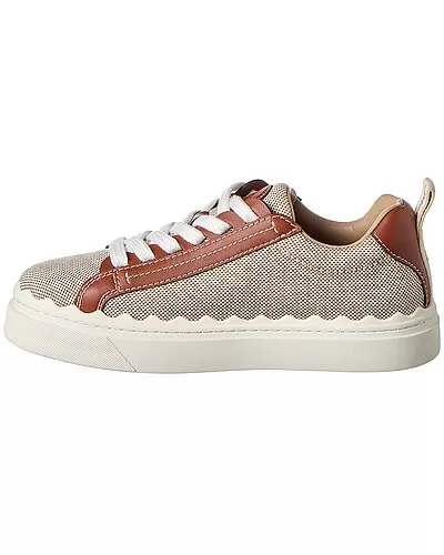 Chloé Lauren Scalloped Canvas & Leather Sneaker Women 2 Chloé Lauren Scalloped Canvas & Leather Sneaker Women - Image 2
