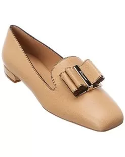 Salvatore Ferragamo Double Bow Leather Ballet Flat Women