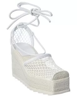 Bottega Veneta Stretch Mesh & Leather Wedge Sandal Women