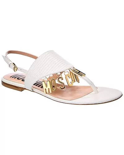 MOSCHINO Logo Lettering Leather Sandal Women 1 MOSCHINO Logo Lettering Leather Sandal Women
