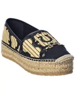 Salvatore Ferragamo Kim 3 Straw & Leather Platform Espadrille Women