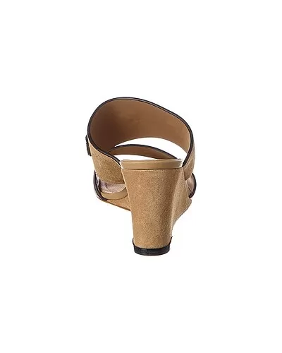 Salvatore Ferragamo Chaim Suede & Leather Wedge Sandal Women 3 Salvatore Ferragamo Chaim Suede & Leather Wedge Sandal Women - Image 3