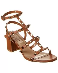Valentino Rockstud Caged 60 Leather Ankle Strap Sandal Women