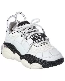 MOSCHINO Logo Strap Leather & Mesh Sneaker Women