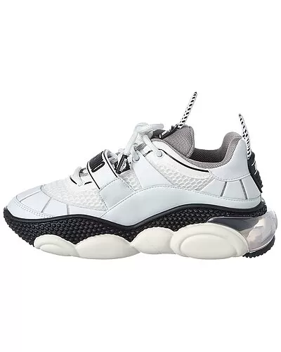 MOSCHINO Logo Strap Leather & Mesh Sneaker Women 2 MOSCHINO Logo Strap Leather & Mesh Sneaker Women - Image 2