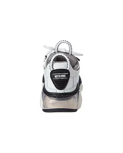 MOSCHINO Logo Strap Leather & Mesh Sneaker Women 3 MOSCHINO Logo Strap Leather & Mesh Sneaker Women - Image 3