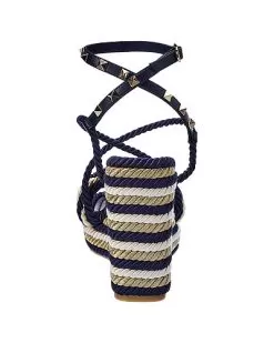 Valentino Rockstud 120 Leather & Rope Wedge Sandal Women 7 Valentino Rockstud 120 Leather & Rope Wedge Sandal Women -Fashion Clothing Store 1313431144 RLLD 3