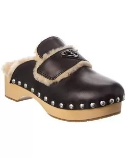 Prada Logo Studded Leather Mule Women