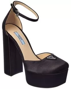 Prada Logo Satin Platform Pump Women