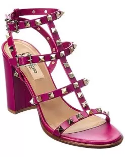 Valentino Rockstud Caged 90 Leather Ankle Strap Sandal Women