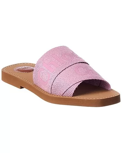 Chloé Woody Logo Canvas Slide Women 1 Chloé Woody Logo Canvas Slide Women