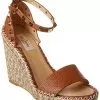 Valentino Rockstud 100 Grainy Leather Wedge Sandal Women