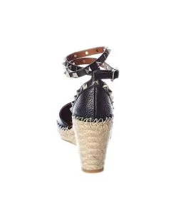 Valentino Rockstud 85 Grainy Leather Wedge Sandal Women 7 Valentino Rockstud 85 Grainy Leather Wedge Sandal Women -Fashion Clothing Store 1313492865 RLLD 3