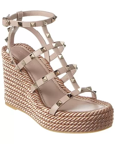 Valentino Rockstud 95 Leather Wedge Sandal Women 1 Valentino Rockstud 95 Leather Wedge Sandal Women