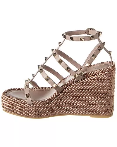 Valentino Rockstud 95 Leather Wedge Sandal Women 2 Valentino Rockstud 95 Leather Wedge Sandal Women - Image 2