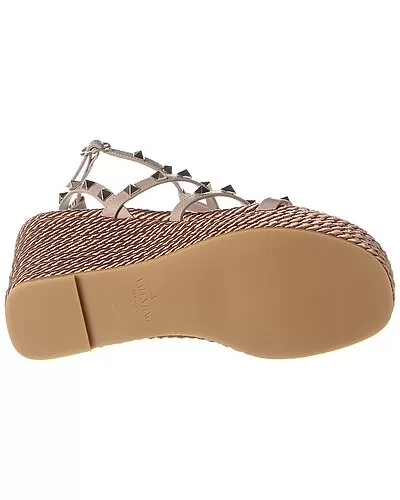 Valentino Rockstud 95 Leather Wedge Sandal Women 4 Valentino Rockstud 95 Leather Wedge Sandal Women - Image 4