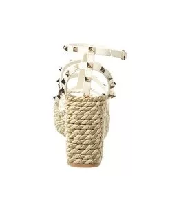 Valentino Rockstud Caged 95 Leather Ankle Strap Wedge Sandal Women -Fashion Clothing Store 1313493066 RLLD 3