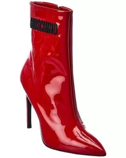 MOSCHINO Logo Patent Bootie Women