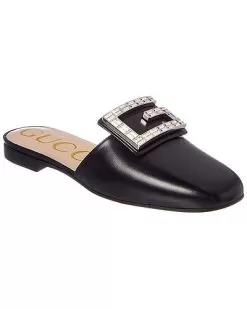 Gucci Crystal G Leather Slipper Women