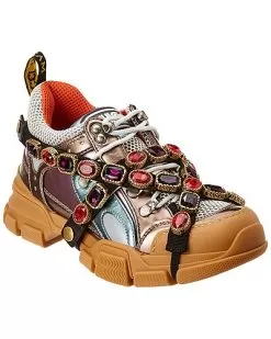 Gucci Flashtrek Crystal & Leather Sneaker Women