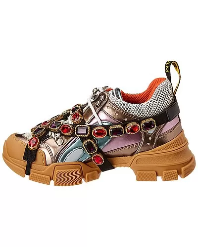 Gucci Flashtrek Crystal & Leather Sneaker Women 2 Gucci Flashtrek Crystal & Leather Sneaker Women - Image 2
