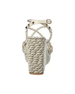 Valentino Rockstud 105 Silk Braid Wedge Sandal Women -Fashion Clothing Store 1313533567 RLLD 3