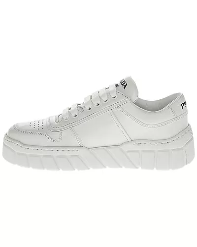 Prada Logo Leather Sneaker Women 2 Prada Logo Leather Sneaker Women - Image 2