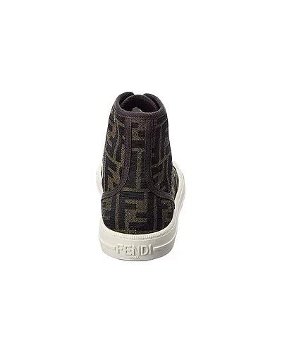 FENDI Domino FF Jacquard High-Top Sneaker Women 3 FENDI Domino FF Jacquard High-Top Sneaker Women - Image 3