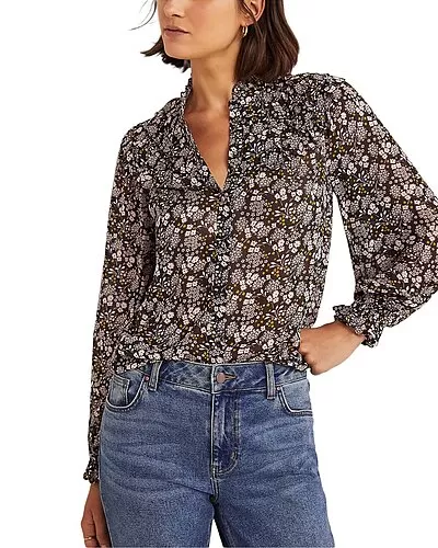 Boden Ruffle Neck Shirt Women 1 Boden Ruffle Neck Shirt Women
