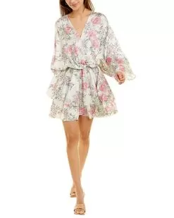Zadig & Voltaire Ruffle Twill Roses Silk Robe Dress Women