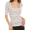 Vince Striped Rib Square Neck Top Women